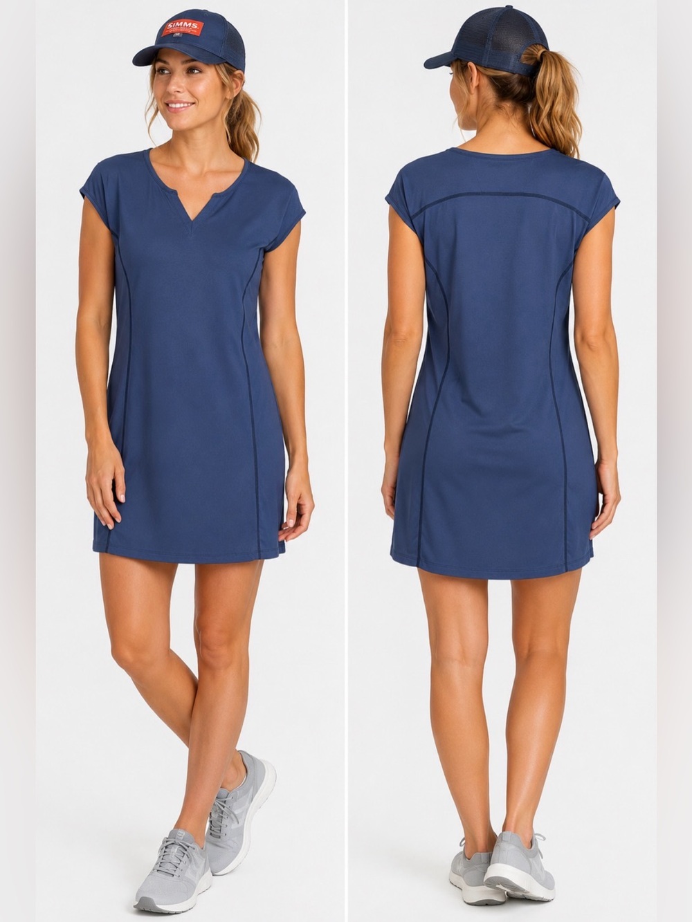 SIMMS Fishing Women's Drifter Dress Size M Navy Blue Stretch Lightweight UPF+